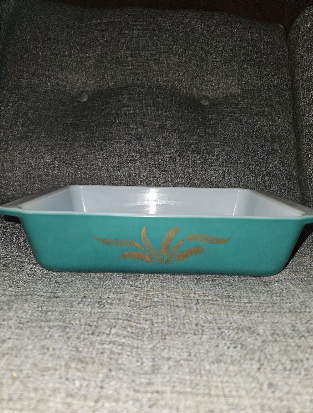 Vintage Pyrex Bake Dish with Gold Leaf Accent